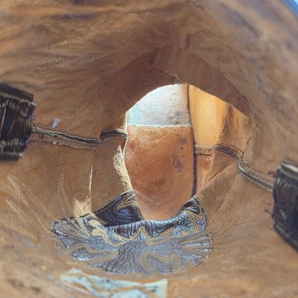 Vintage Exotic Justin Cowboy Boots Mens size 9D Brown Western 9020 White Label - Picture 15 of 16